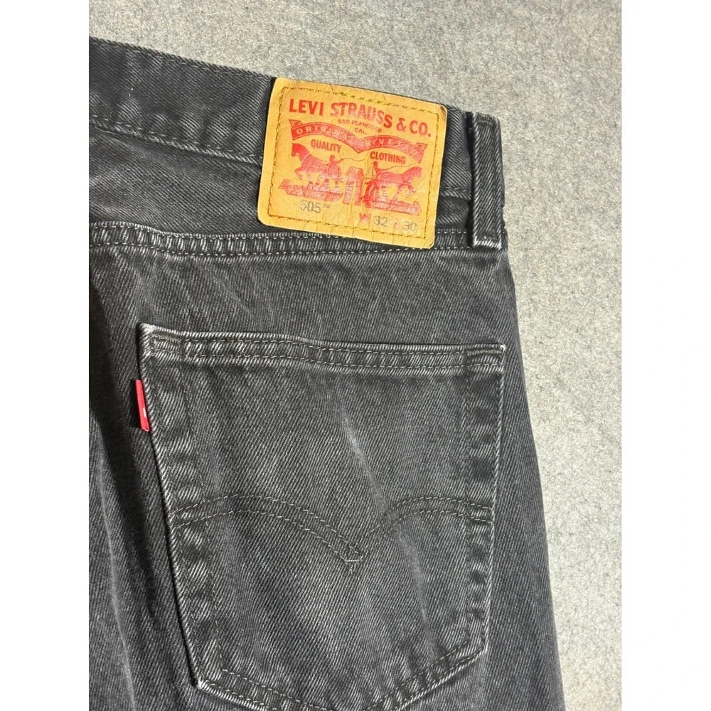 Levis 505 Regular Fit Jeans Mens 32x30 Faded Black Straight Leg Denim 00505-0260